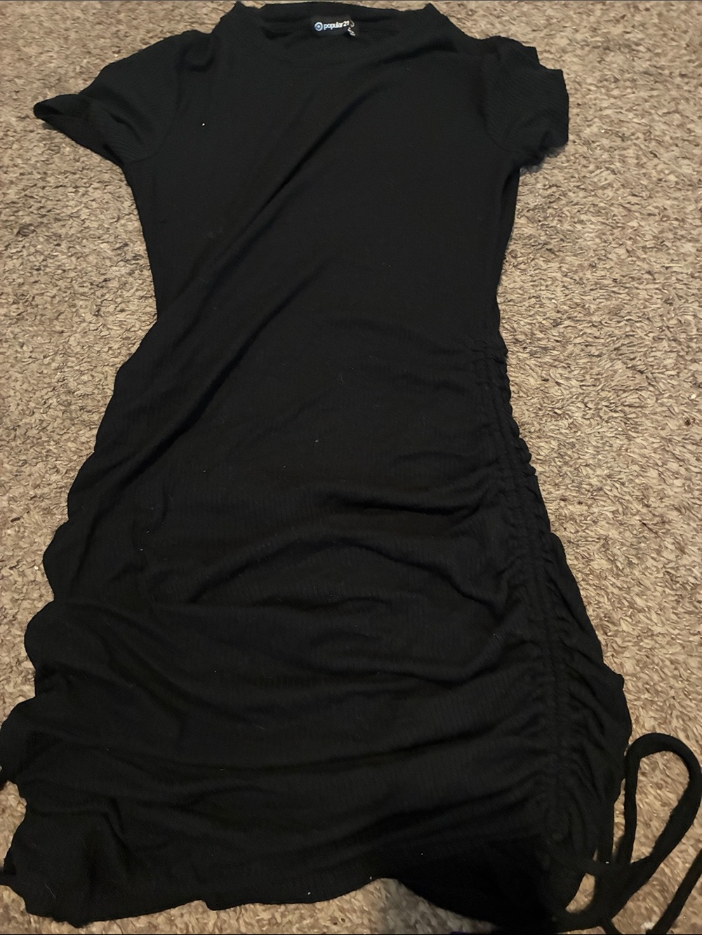 Black Ruched Side Dress